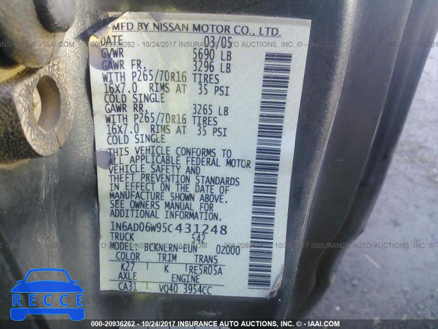 2005 NISSAN FRONTIER KING CAB LE/SE/OFF ROAD 1N6AD06W95C431248 image 8