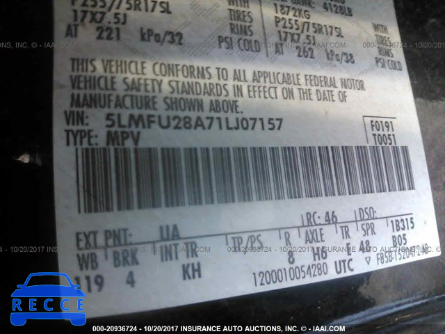 2001 Lincoln Navigator 5LMFU28A71LJ07157 image 8
