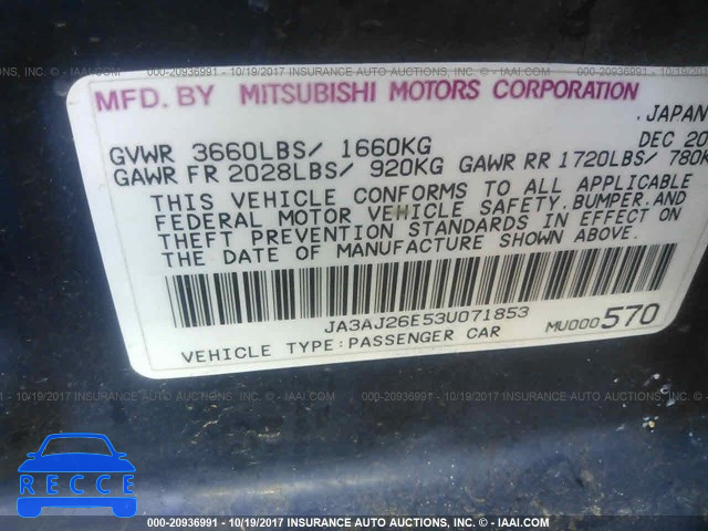 2003 Mitsubishi Lancer ES JA3AJ26E53U071853 image 8