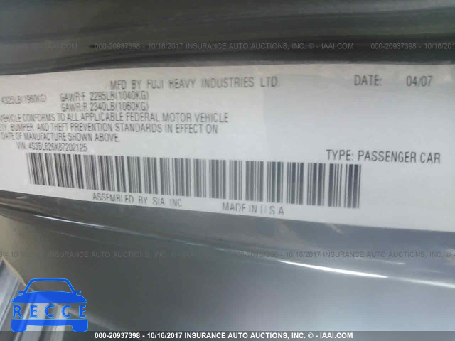 2008 Subaru Legacy 4S3BL626X87202125 image 8