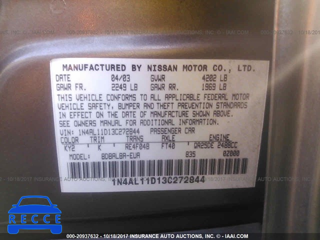 2003 Nissan Altima 1N4AL11D13C272844 зображення 8