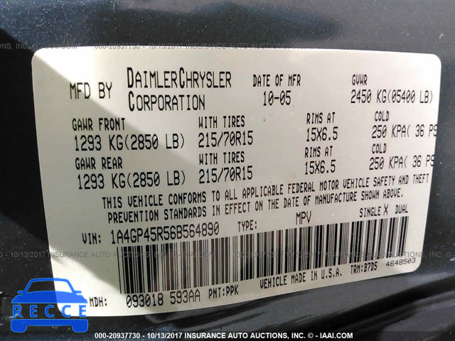 2006 Chrysler Town and Country 1A4GP45R56B564890 image 8