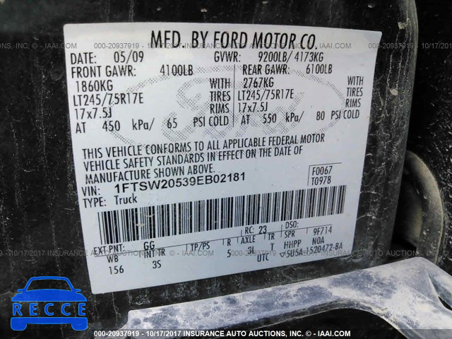 2009 Ford F250 1FTSW20539EB02181 image 8