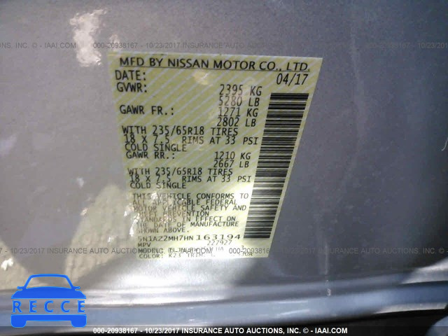 2017 NISSAN MURANO 5N1AZ2MH7HN163194 image 8