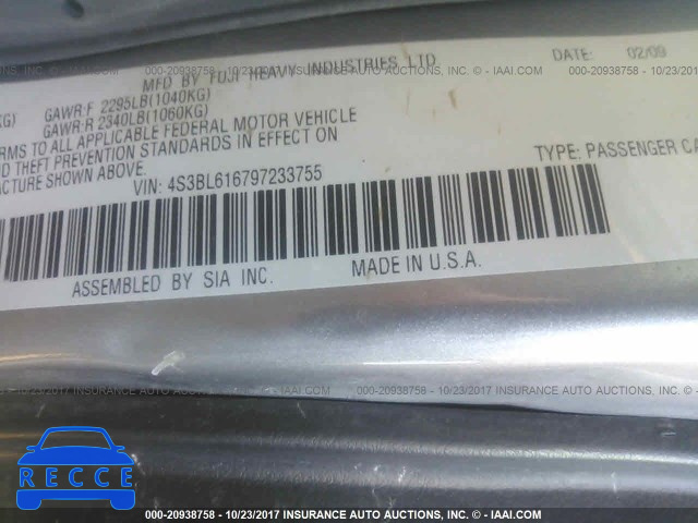 2009 Subaru Legacy 2.5I 4S3BL616797233755 зображення 8