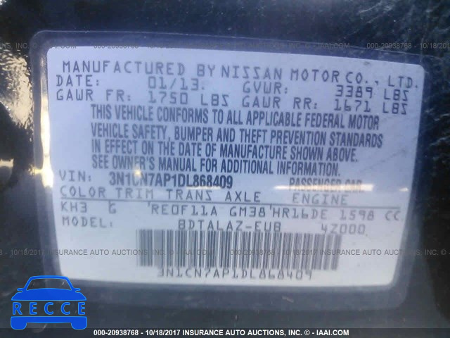 2013 Nissan Versa 3N1CN7AP1DL868409 image 8