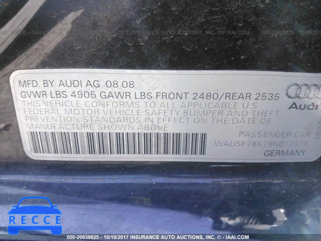 2009 Audi A4 PREMIUM PLUS WAUSF78K79N017414 image 8