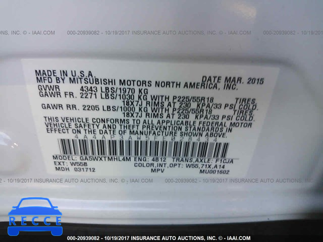 2015 Mitsubishi Outlander Sport ES 4A4AP3AW5FE028434 image 8