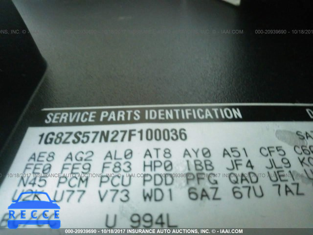 2007 Saturn Aura XE 1G8ZS57N27F100036 image 8