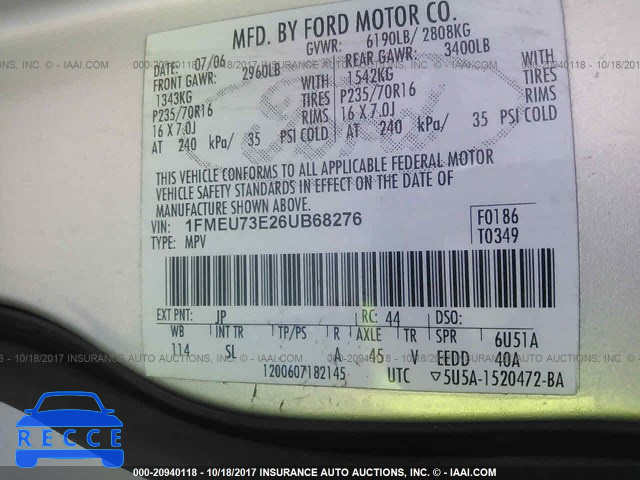 2006 Ford Explorer 1FMEU73E26UB68276 image 8