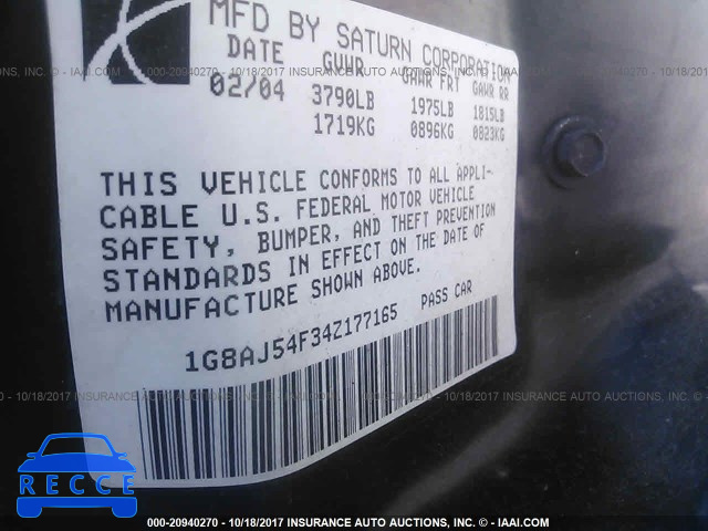 2004 Saturn ION 1G8AJ54F34Z177165 image 8