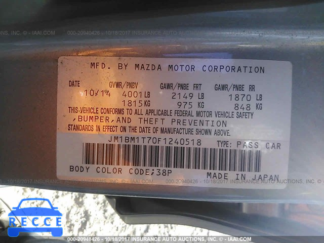 2015 Mazda 3 SV JM1BM1T70F1240518 image 8