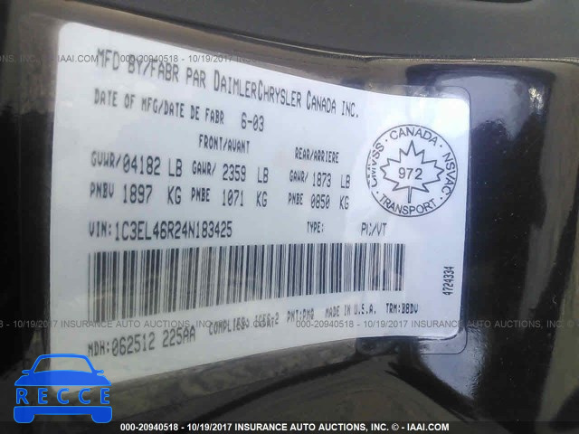 2004 Chrysler Sebring 1C3EL46R24N183425 image 8