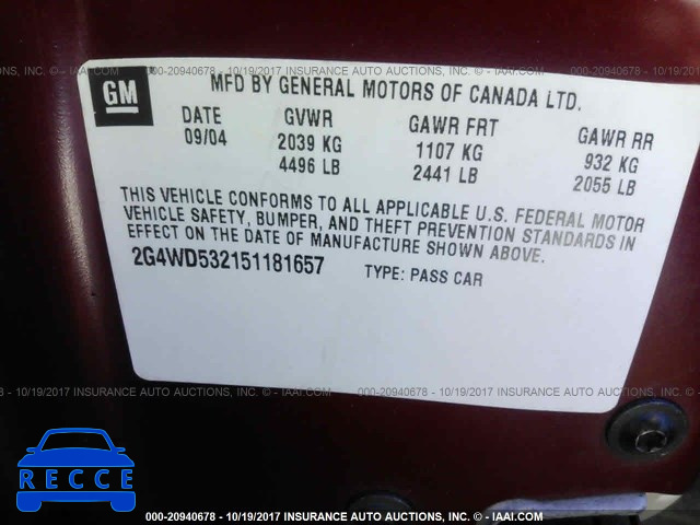 2005 Buick Lacrosse 2G4WD532151181657 image 8