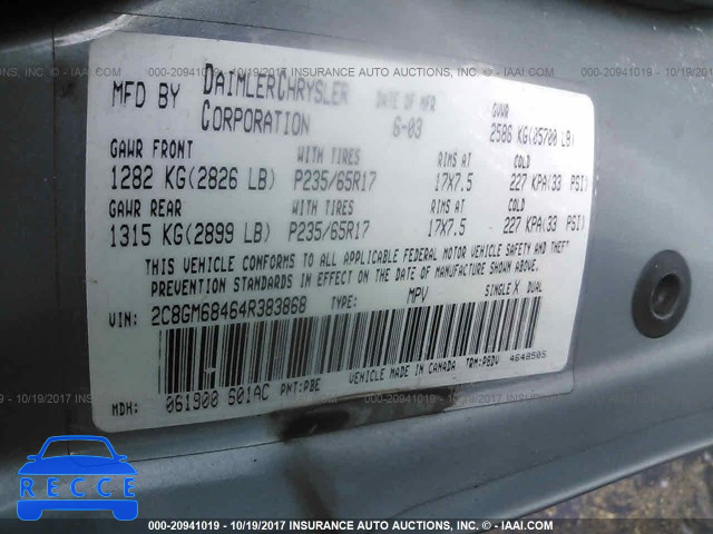 2004 Chrysler Pacifica 2C8GM68464R383868 image 8