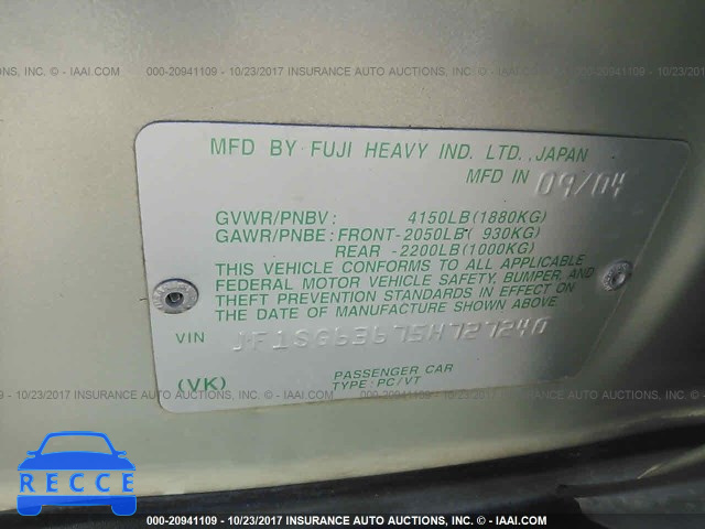 2005 Subaru Forester JF1SG63675H727240 image 8