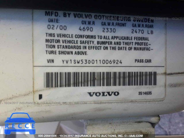 2001 Volvo V70 YV1SW53D011006924 зображення 8