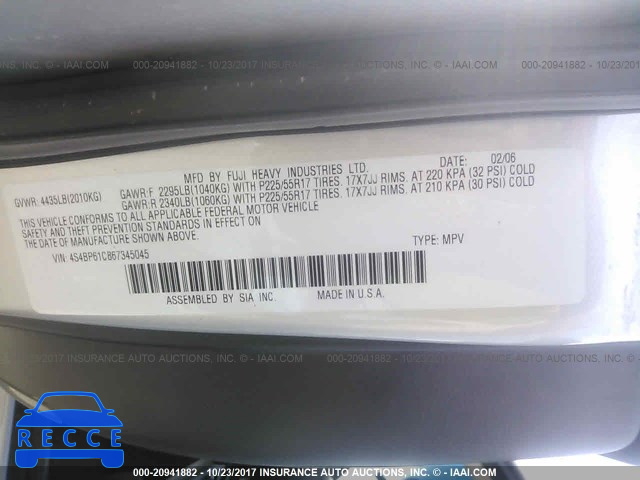 2006 Subaru Legacy OUTBACK 2.5I 4S4BP61C867345045 image 8