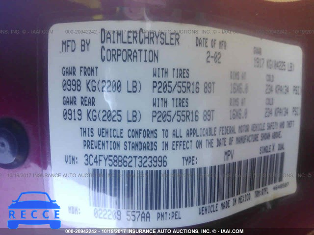 2002 Chrysler PT Cruiser 3C4FY58B62T323996 image 8