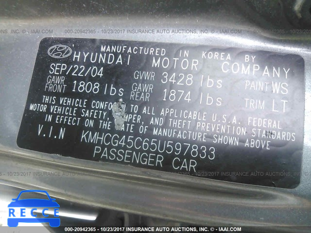 2005 Hyundai Accent GL KMHCG45C65U597833 image 8