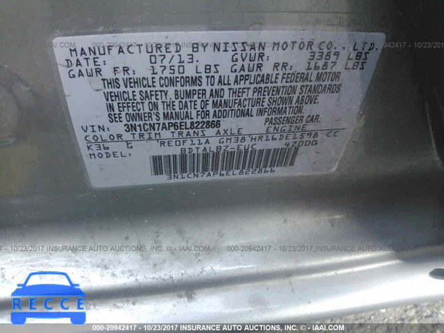 2014 NISSAN VERSA 3N1CN7AP6EL822866 image 8