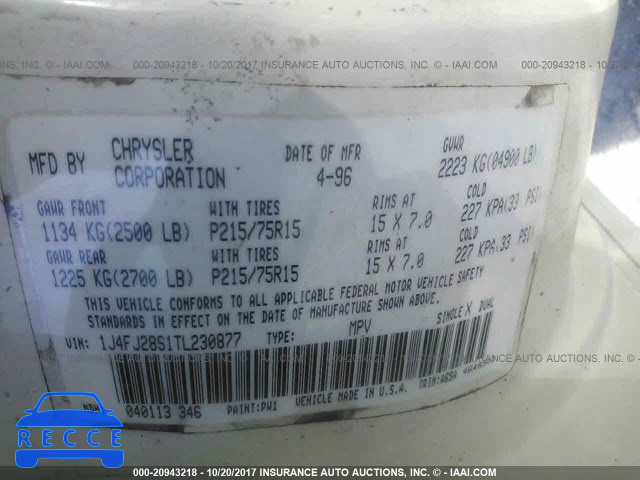 1996 Jeep Cherokee 1J4FJ28S1TL230877 image 8