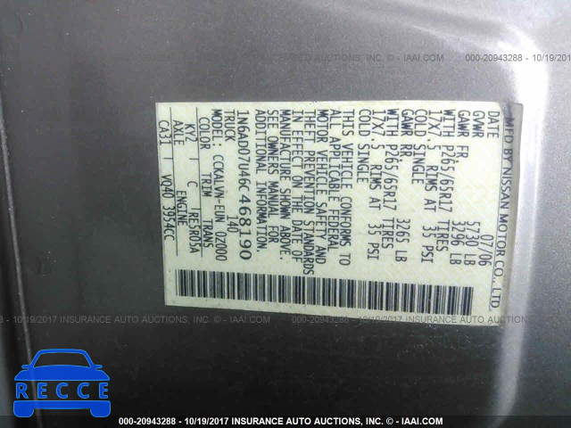 2006 Nissan Frontier 1N6AD07U46C468190 image 8