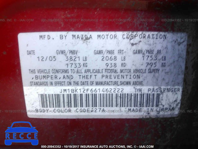 2006 Mazda 3 JM1BK12F661462222 image 8