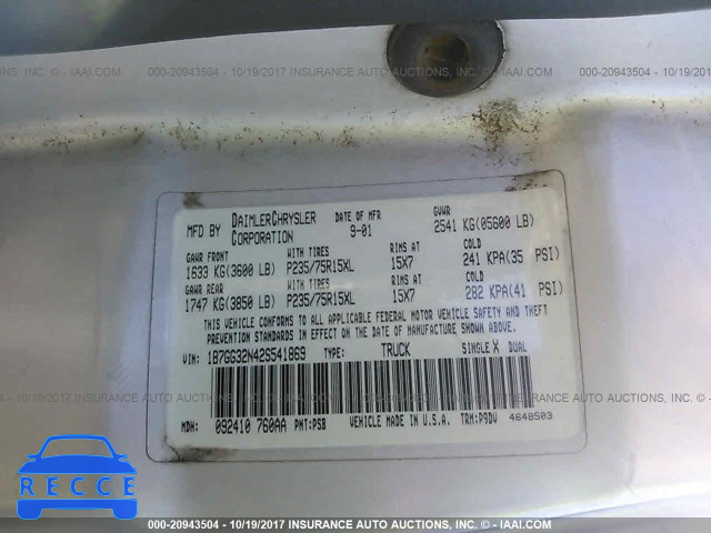 2002 Dodge Dakota SPORT/RT 1B7GG32N42S541869 image 8