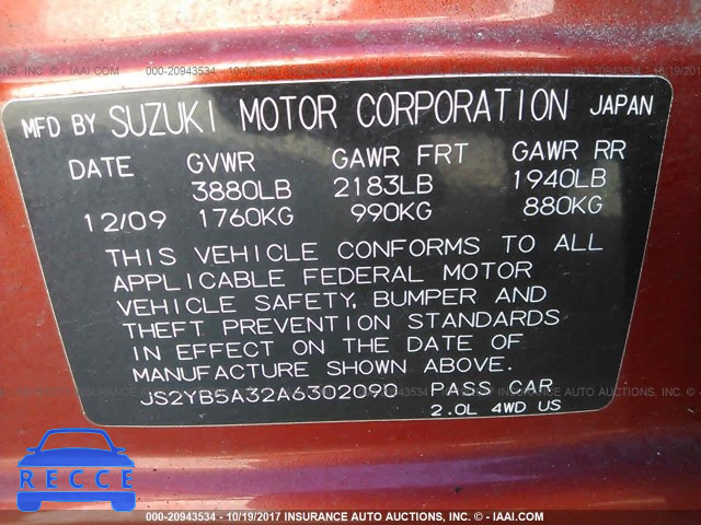 2010 Suzuki SX4 JS2YB5A32A6302090 image 8