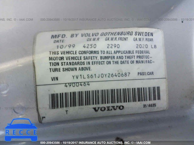 2000 Volvo S70 SE YV1LS61J0Y2640687 image 8