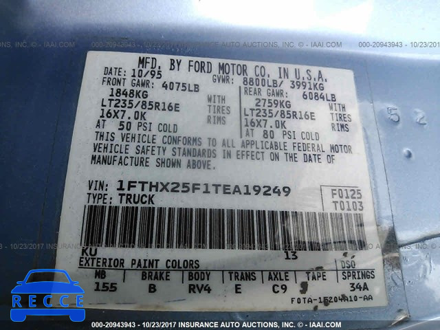 1996 Ford F250 1FTHX25F1TEA19249 image 8