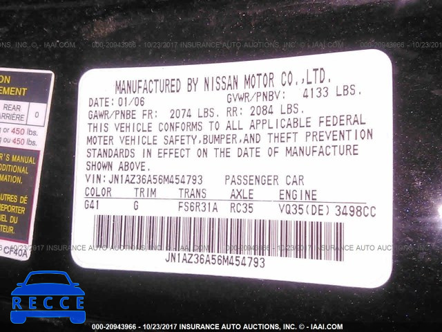 2006 NISSAN 350Z ROADSTER JN1AZ36A56M454793 зображення 8