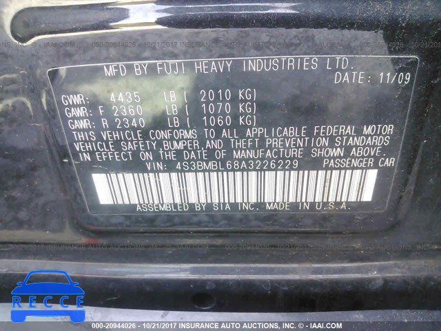 2010 Subaru Legacy 2.5I LIMITED 4S3BMBL68A3226229 Bild 8