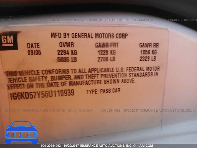 2006 Cadillac DTS 1G6KD57Y56U110939 image 8