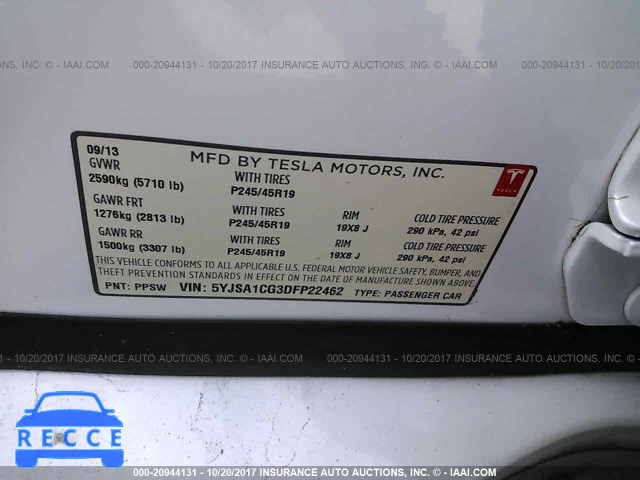 2013 Tesla Model S 5YJSA1CG3DFP22462 Bild 8