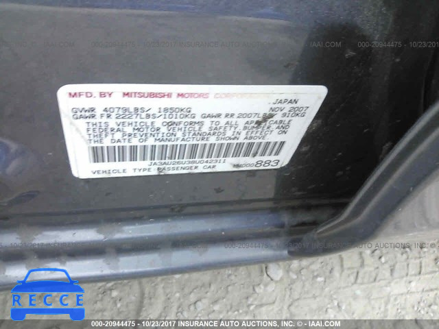 2008 Mitsubishi Lancer ES JA3AU26U38U042311 Bild 8