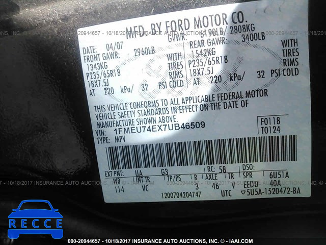 2007 Ford Explorer EDDIE BAUER 1FMEU74EX7UB46509 image 8