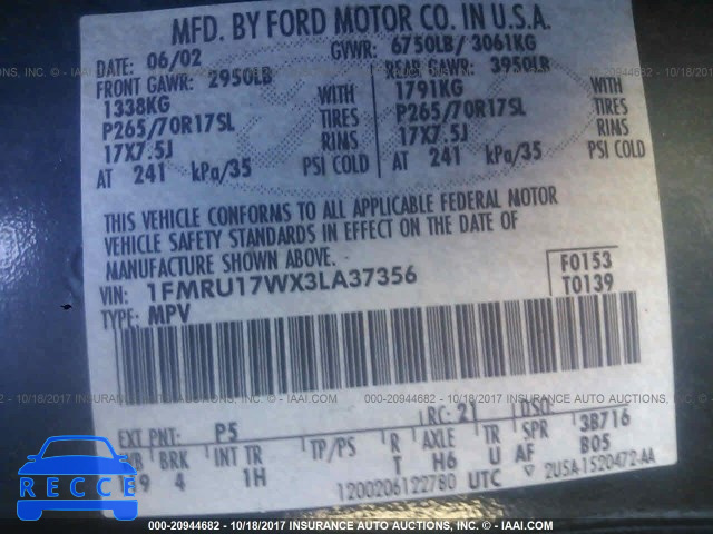 2003 Ford Expedition 1FMRU17WX3LA37356 image 8