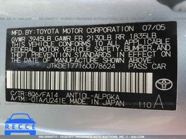 2006 Scion TC JTKDE177160078624 image 8