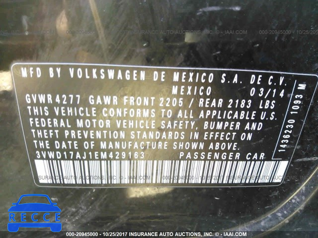 2014 Volkswagen Jetta 3VWD17AJ1EM429163 зображення 8