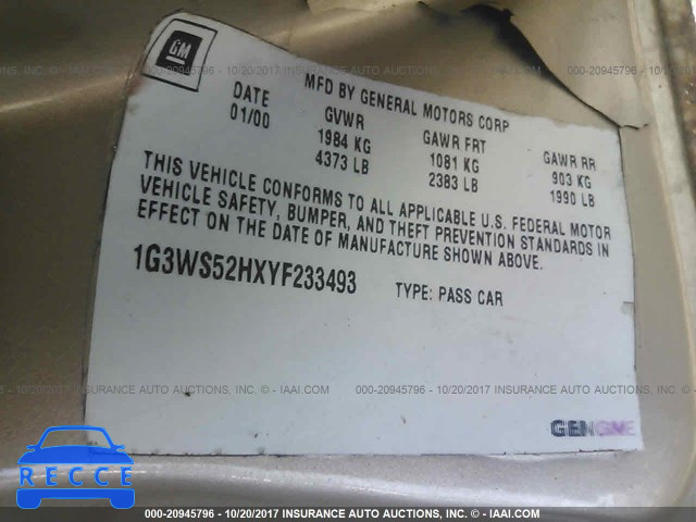2000 OLDSMOBILE INTRIGUE GL 1G3WS52HXYF233493 Bild 8