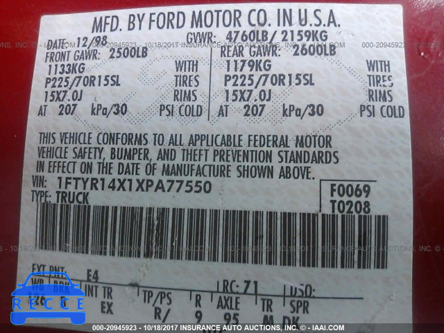 1999 Ford Ranger SUPER CAB 1FTYR14X1XPA77550 image 8