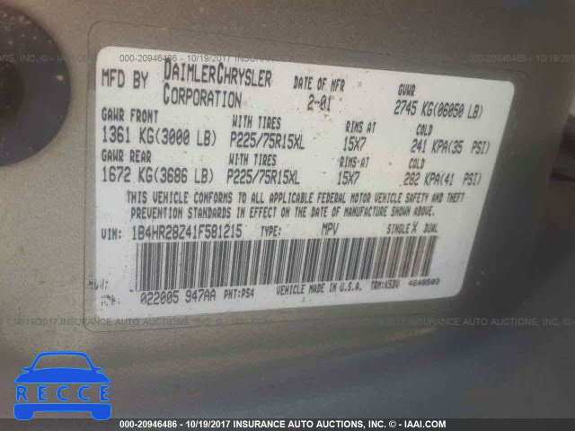 2001 Dodge Durango 1B4HR28Z41F581215 image 8