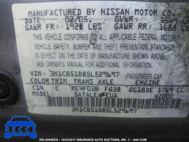 2005 Nissan Sentra 3N1CB51D85L529697 image 8