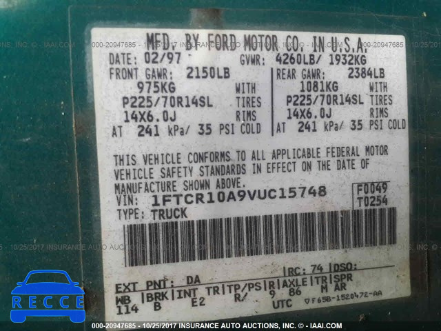 1997 Ford Ranger 1FTCR10A9VUC15748 image 8