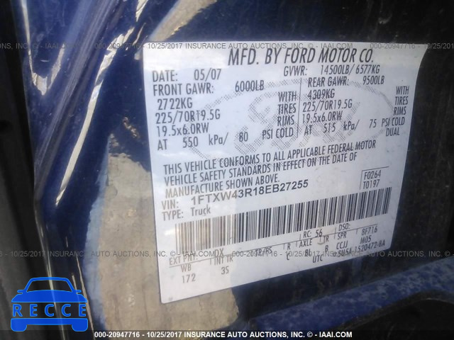 2008 Ford F450 SUPER DUTY 1FTXW43R18EB27255 зображення 8