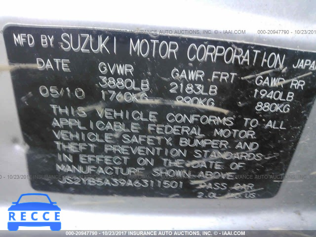 2010 Suzuki SX4 JS2YB5A39A6311501 image 8