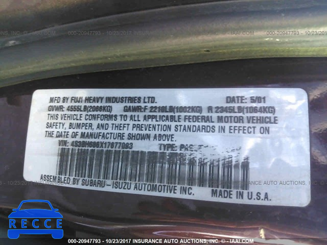 2001 Subaru Legacy 4S3BH686X17677093 image 8