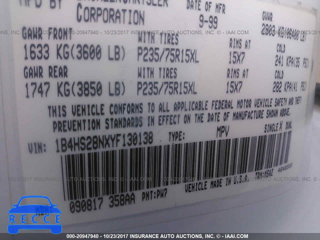 2000 Dodge Durango 1B4HS28NXYF130138 Bild 8